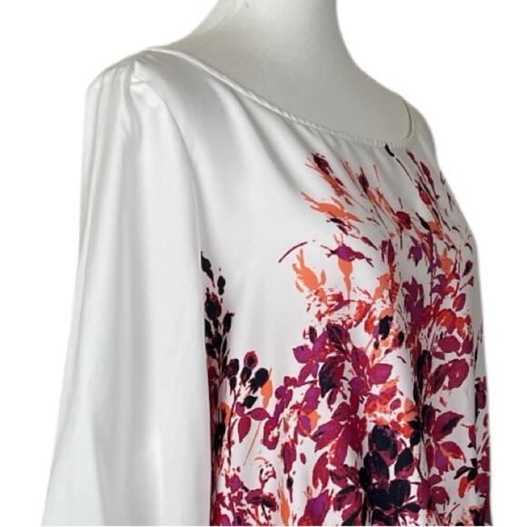 Ann Taylor New Top Wide Neck Peplum Cream Black Pink Floral Women’s Size XL - Picture 6 of 11